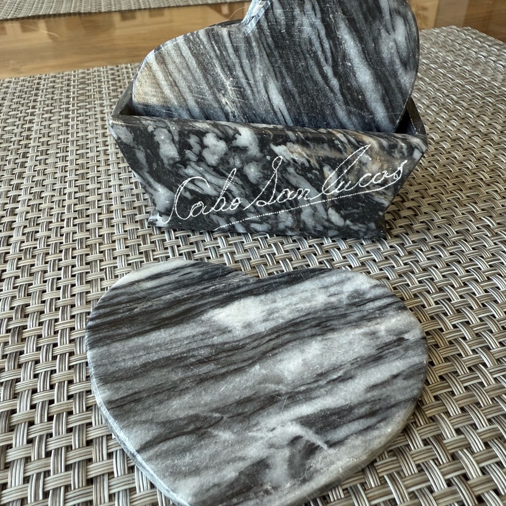Gray Marble Heart Coasters